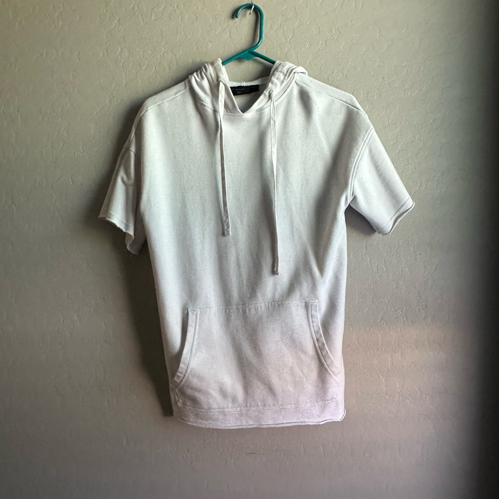 White Short Sleeve Hoodie Shirt